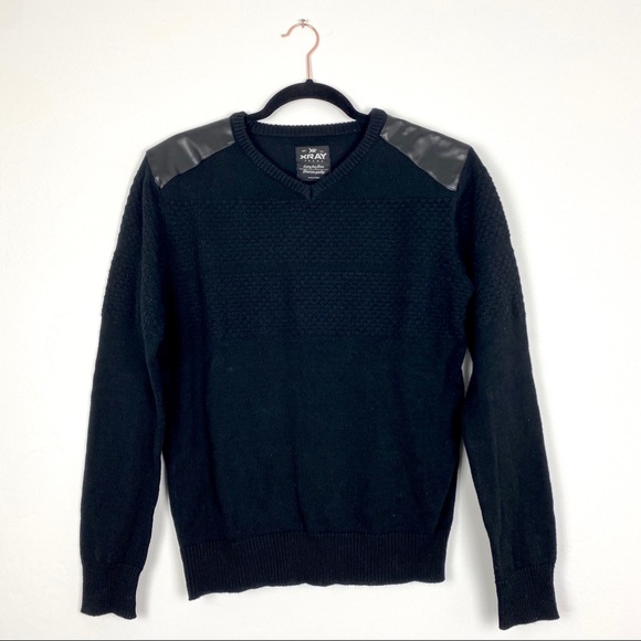 Xray Jeans Sweaters Mens Xray Jeans Black Knit V Neck Pullover